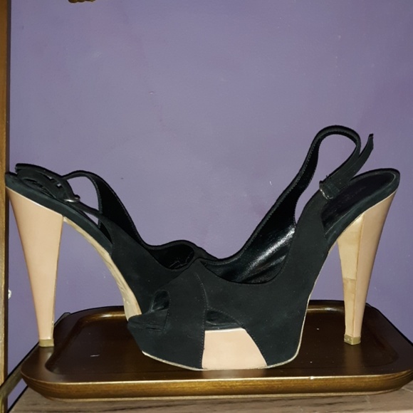 Sergio Rossi platform sandals black and beige nude - Picture 2 of 8